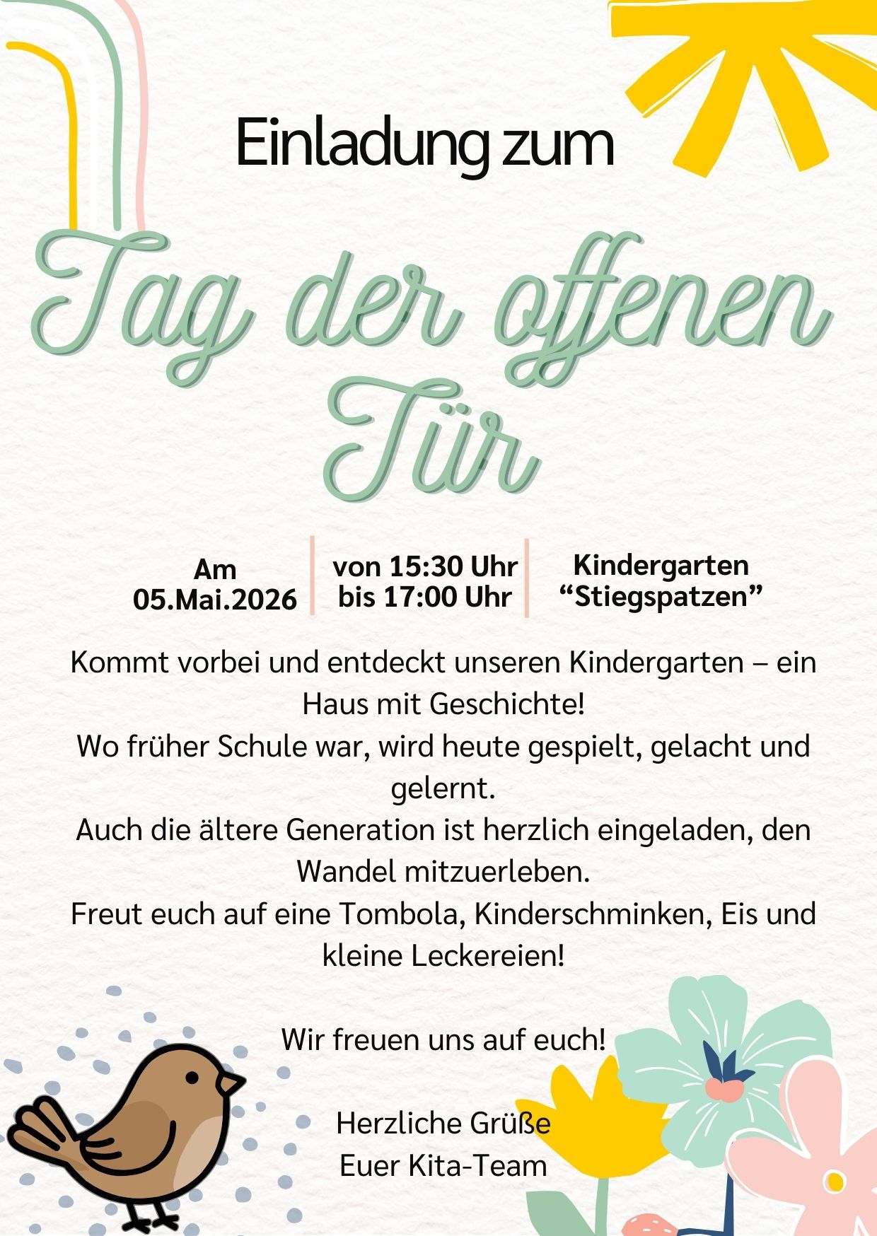 Bild zur Veranstaltung: Tag der offenen Tür im Kindergarten „Stiegspatzen“